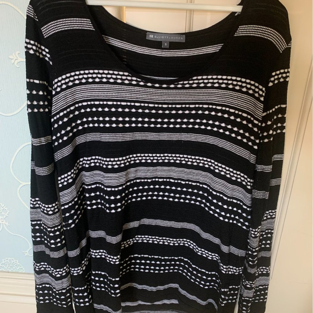 Elliot Lauren Striped Dot Black Sweater